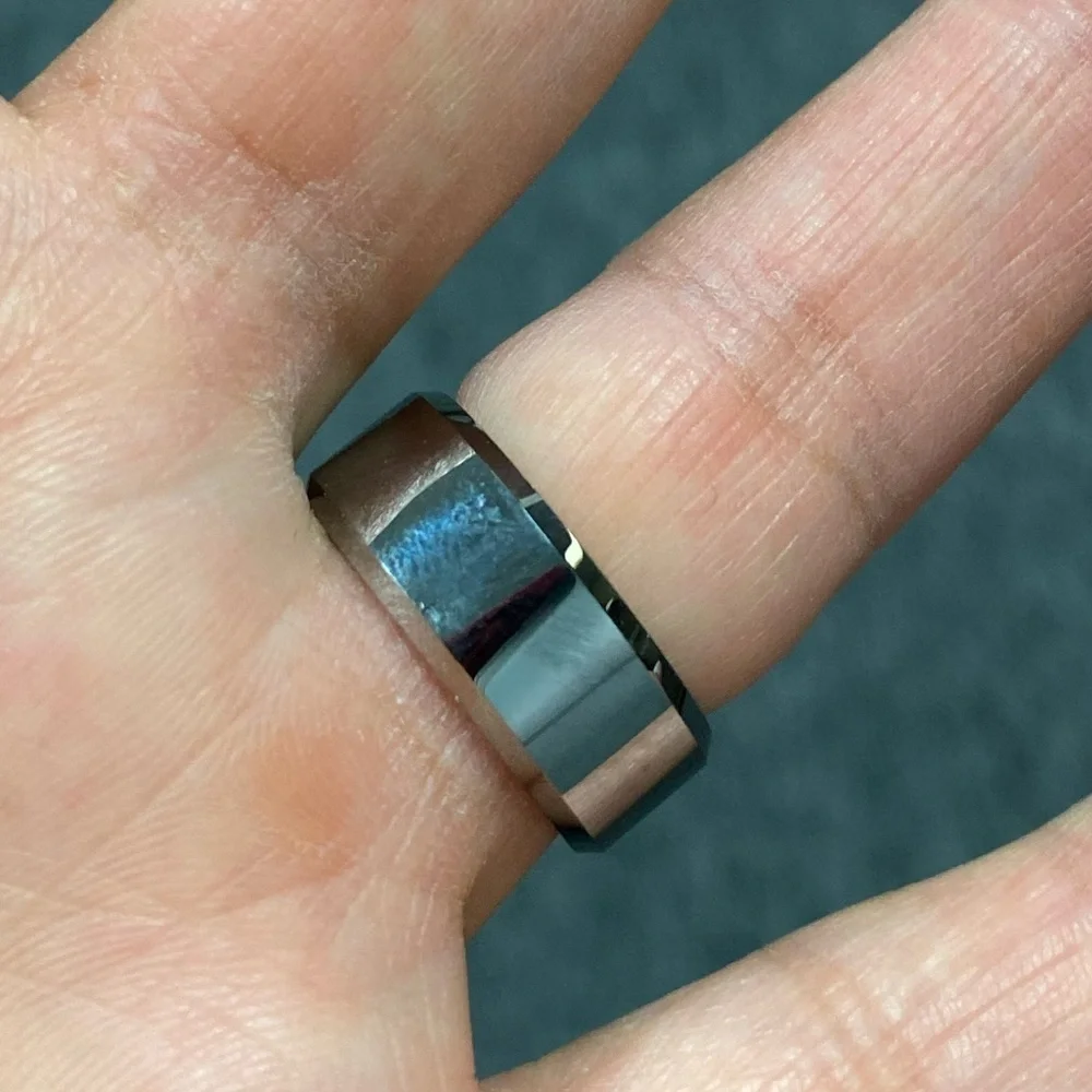 Tungsten Wedding Band Beveled Edges Comfort fit